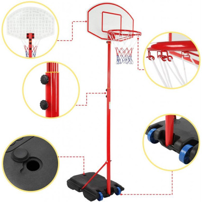 Basketbalový kôš s kolieskami, nastaviteľný 113 - 236 cm