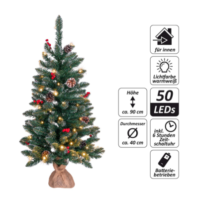 NEXOS Vianočný stromček s osvetlením 90 cm, 50 LED