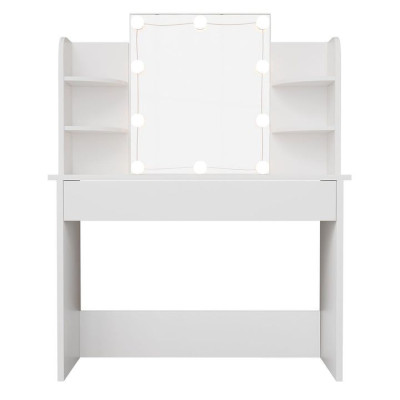 Toaletný stolík s LED osvetlením a zrkadlom, biely