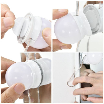 Toaletný stolík s LED osvetlením a zrkadlom, biely