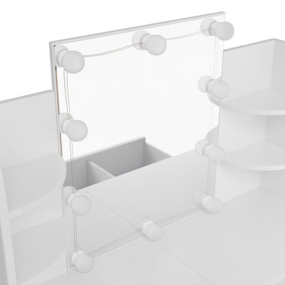 Toaletný stolík s LED osvetlením a zrkadlom, biely