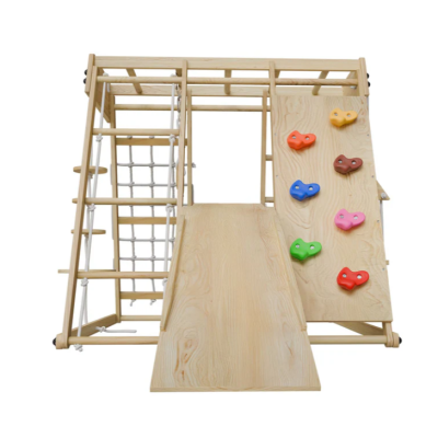 Detské vnútorné drevené ihrisko so šmykľavkou, skladacie veľ