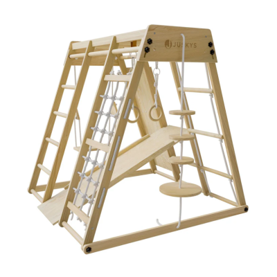 Detské vnútorné drevené ihrisko so šmykľavkou, skladacie veľ