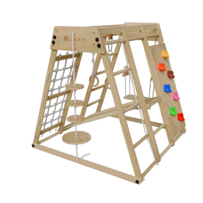 Detské vnútorné drevené ihrisko so šmykľavkou, skladacie veľ