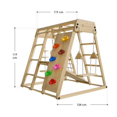 Detské vnútorné drevené ihrisko so šmykľavkou, skladacie veľ