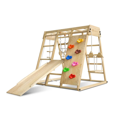 Detské vnútorné drevené ihrisko so šmykľavkou, skladacie veľ