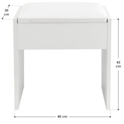 Taburet biely ku kozmetickému stolíku 42 cm s čalúnením