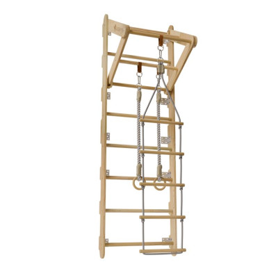 Detské drevené rebriny s hrazdou, kruhmi, povrazovým rebríko