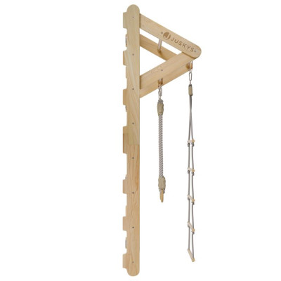 Detské drevené rebriny s hrazdou, kruhmi, povrazovým rebríko