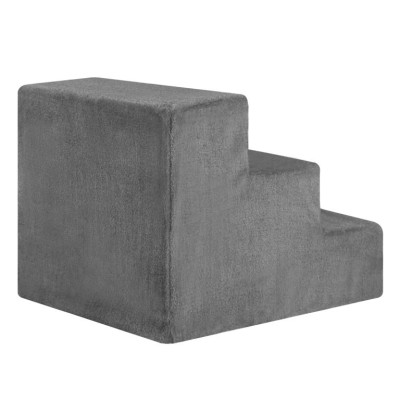 Sivé schody pre psov a mačky, 3 schody, mäkký plyš