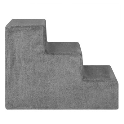 Sivé schody pre psov a mačky, 3 schody, mäkký plyš