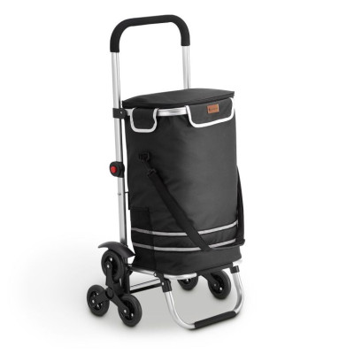 Nákupný vozík 3 v 1 na schody - objem 56 l, čierny