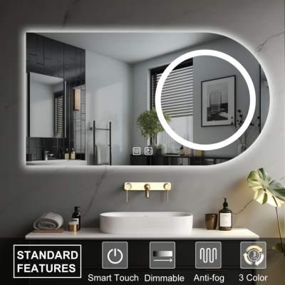 LED kúpeľňové zrkadlo 80×60 s odmlžovaním