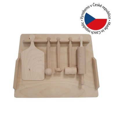 Detská drevená kuchynská sada na zavesenie, 40 x 7 x 30 cm