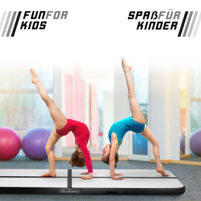 Physionics Airtrack nafukovacia žinenka, 6 m, čierna