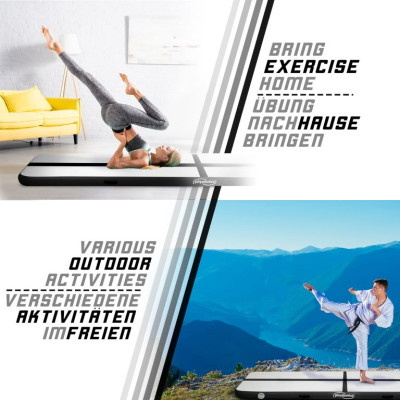 Physionics Airtrack nafukovacia žinenka, 6 m, čierna