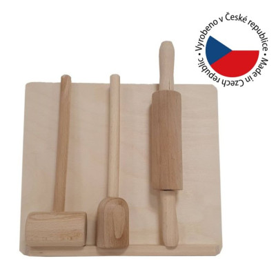 Drevená sada pre malých kuchárov, 23 x 6 x 21 cm, 3 ks