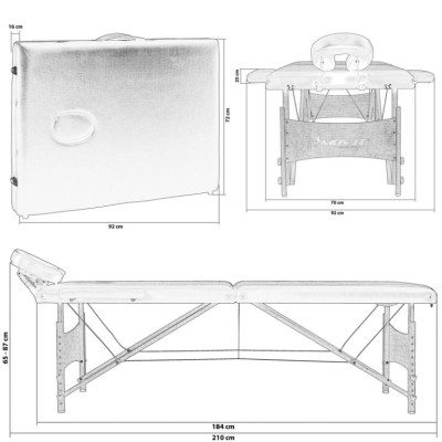 Prenosné masážne ležadlo DELUXE MOVIT biele 185 x 80 cm