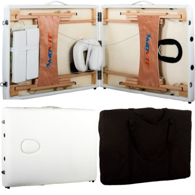 Prenosné masážne ležadlo DELUXE MOVIT biele 185 x 80 cm