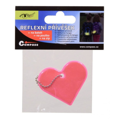 Reflexný prívesok srdce, ružový