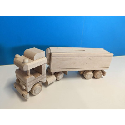 Drevený kamión s pokladničkou, 33 x 7 x 12 cm
