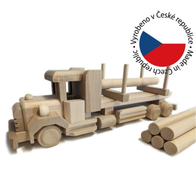 Drevený kamión s kládami, 38 x 9 x 12 cm