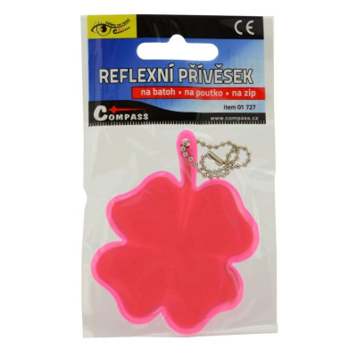 Reflexný prívesok štvorlístok, ružový