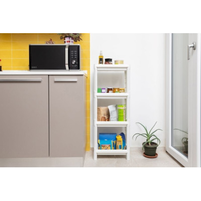 LINDA štvorposchodový regál, biely