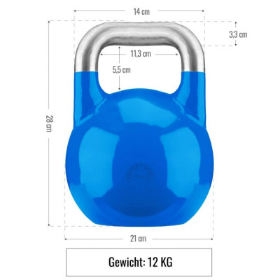 Gorilla Sports Súťažný kettlebell, modrý, 12 kg