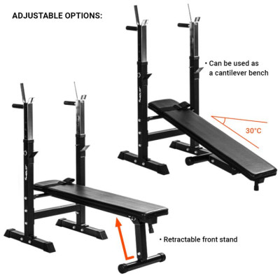 MOVIT posilňovacia lavica čierna + sada činiek 30 kg