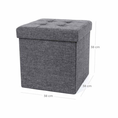SONGMICS skladací taburet 38×38×38 cm, tmavo šedý, 40 l