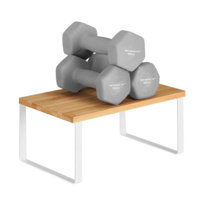 SONGMICS poličky do kuchyne, 2 ks, kov a bambus, biela/príro