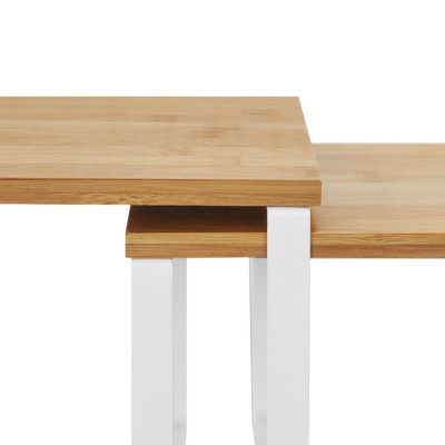 SONGMICS poličky do kuchyne, 2 ks, kov a bambus, biela/príro