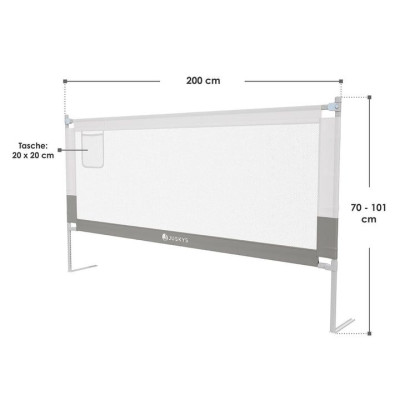 Detská ochrana postele, 200 cm, výškovo nastaviteľná