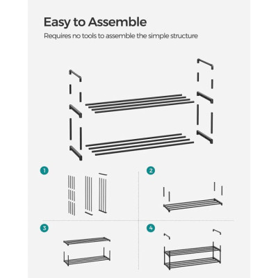 SONGMICS 2poschodový kovový stojan na topánky, čierny