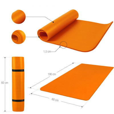 Gorilla Sports Podložka na jogu, 190 x 60 cm, oranžová