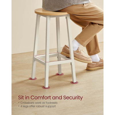 Sada 2 barových stoličiek, kovová konštrukcia, béžová a biel