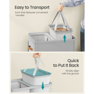 SONGMICS Kôš na bielizeň 170 l, 2 priehradky, s vekom