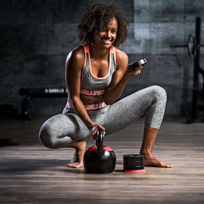 Gorilla Sports Kettlebell, nastaviteľná hmotnosť 8 - 16 kg
