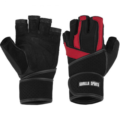 Gorilla Sports Rukavice vrátane bandáže, čierna/červená, S