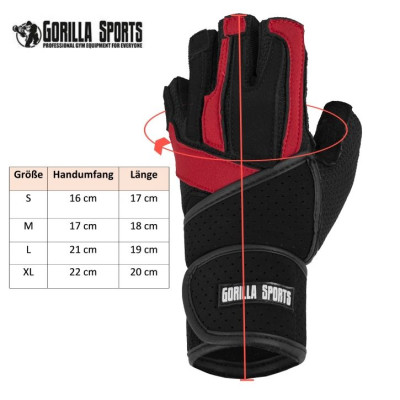 Gorilla Sports Rukavice vrátane bandáže, čierna/červená, S