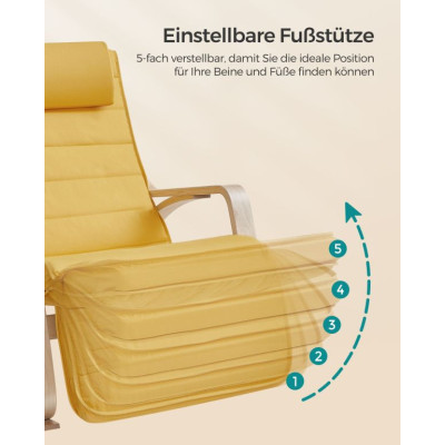 Hojdacia stolička s opierkou na nohy a vankúšom, žltá