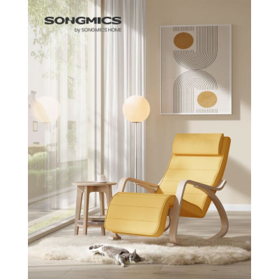 Hojdacia stolička s opierkou na nohy a vankúšom, žltá