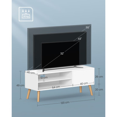 TV stolík – biely minimalistický dizajn, 120 × 40 × 49 cm