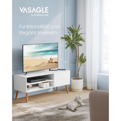 TV stolík – biely minimalistický dizajn, 120 × 40 × 49 cm