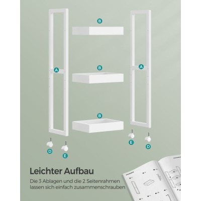 Kúpeľňový regál s kolieskami 20x30x80 cm, biely