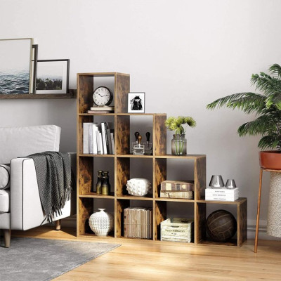 Stupňovitá polica, 129,5 x 129,5 x 29 cm, rustikálna hnedá