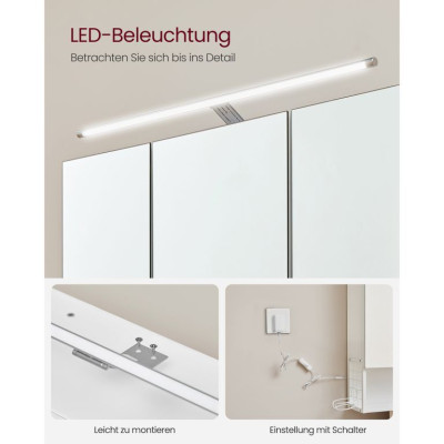 Biela kúpeľňová skrinka so zrkadlami a LED osvetlením 70×70