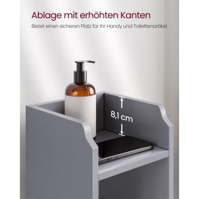 Úzka kúpeľňová skrinka 20x18x80 cm, sivá