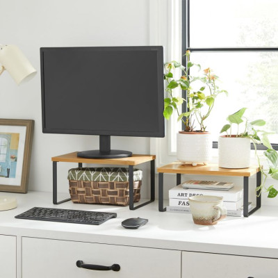 Stohovateľné bambusové police na kuchynskú linku, súprava 2